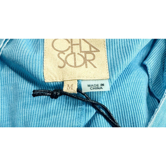 Chaser NWT Vintage Ribbed Scoop Neck Shirttail Tee Bahamas/Teal Size Medium - Picture 4 of 4